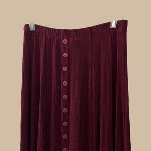 Vintage 90s burgundy maroon stretchy button front maxi dress